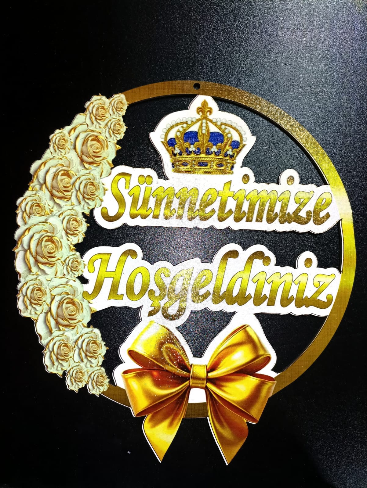 Sünnetimize Hoşgeldiniz Pleksi Süs – Altın Renkli Dekoratif Tabela - 002