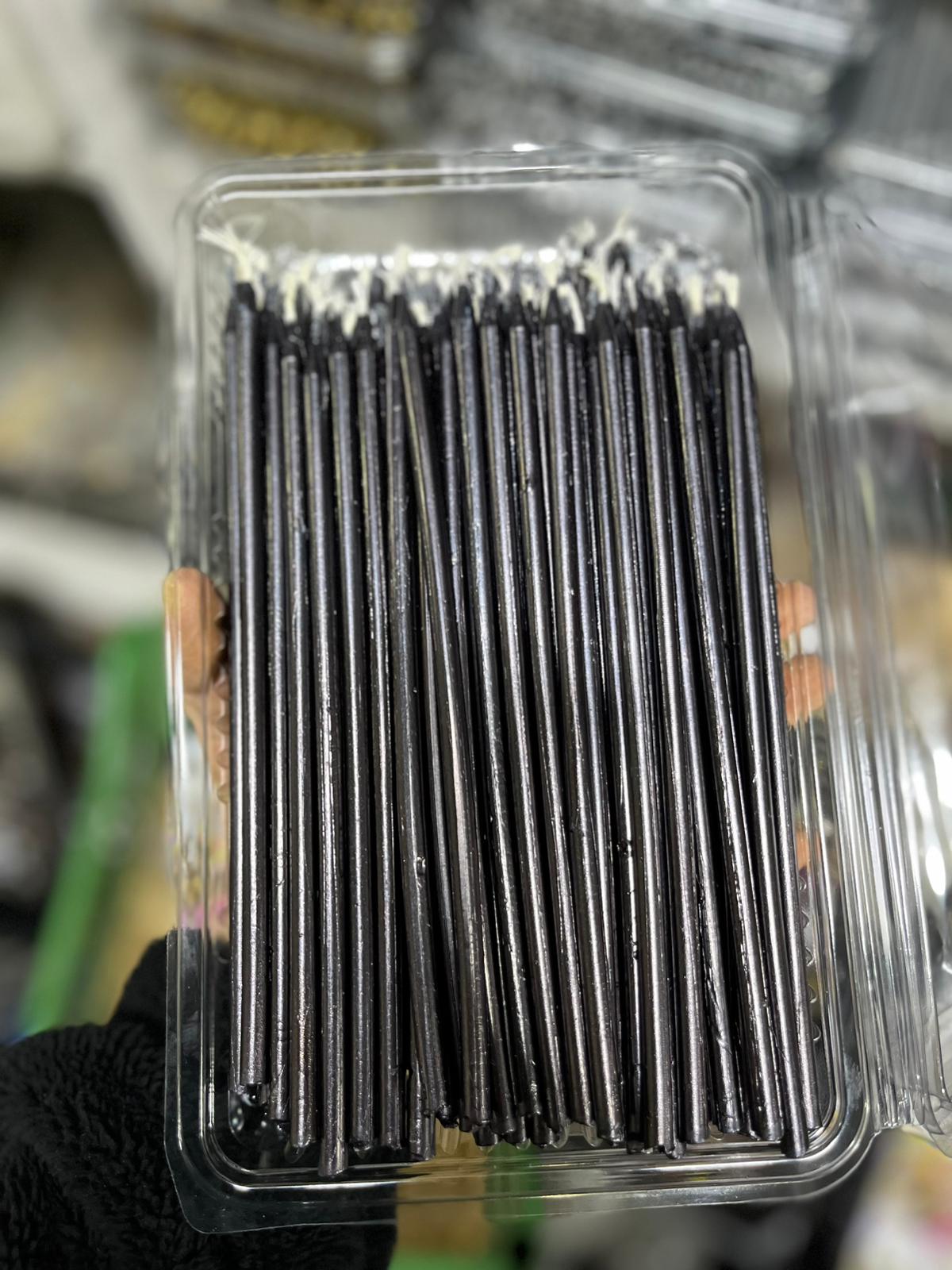 100 Adet Siyah Metalik Pasta Mumu Seti - Ekstra Uzun ve Şık