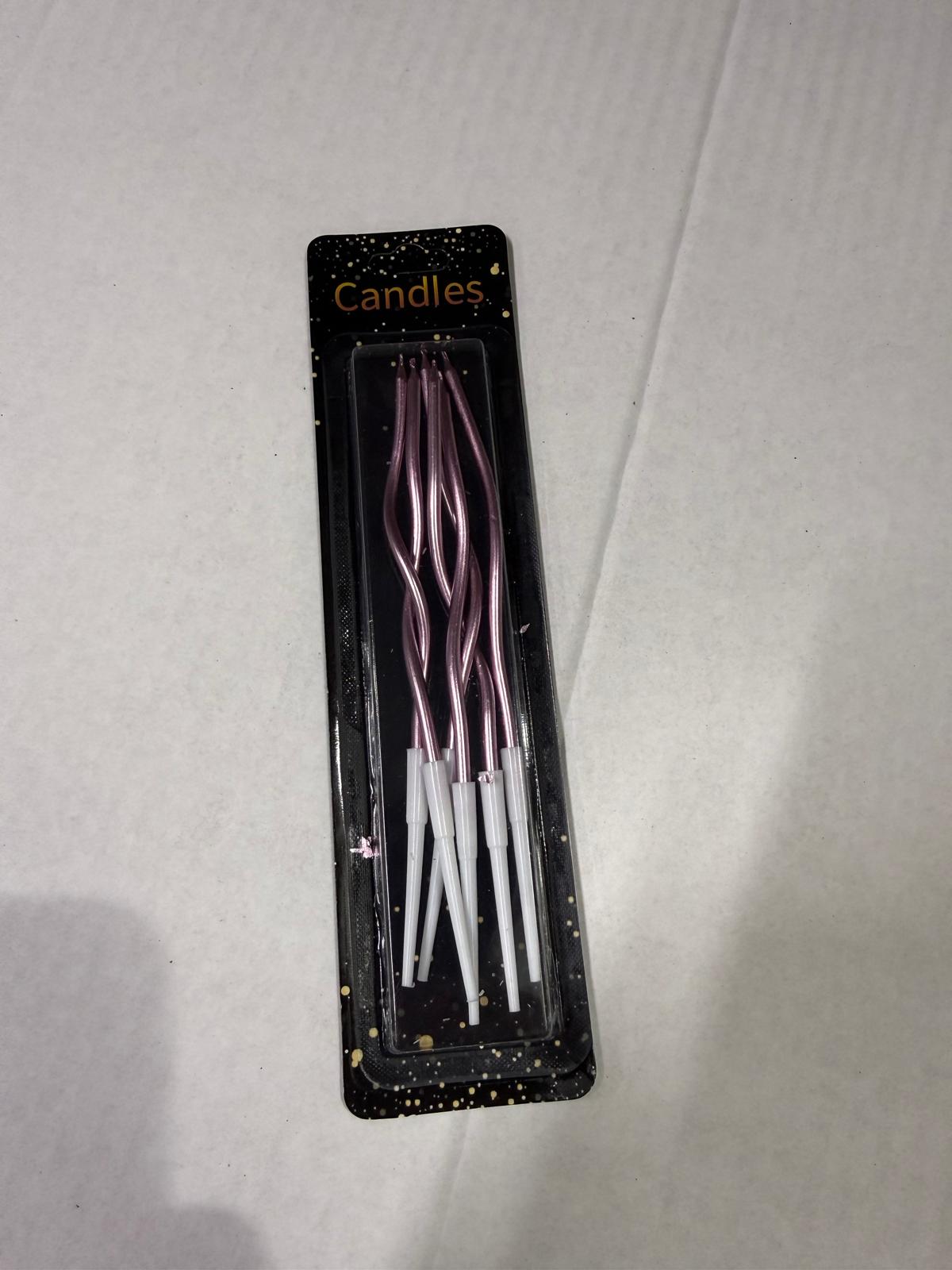 (10 Paket) Rose Gold Spiral Pasta Mumu - 6'lı Burgulu Pembe Altın Doğum Günü ve Kutlama Mumu Seti