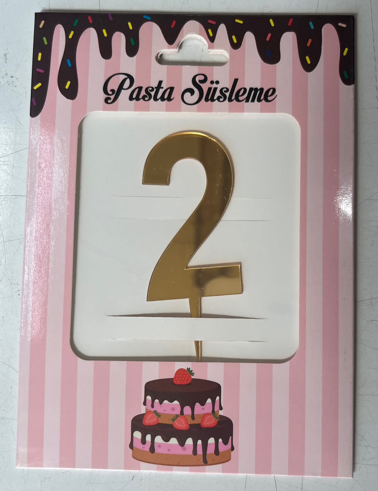 20'li Pleksi "2" Rakamı Pasta Üstü Süs (Cake Topper) - Toptan Fiyat Avantajı