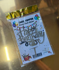 (10'lu Paket) Gümüş Aynalı Pleksi “Happy Birthday” Pasta Süsü-